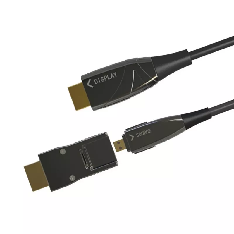 Techly HDMI A/A Micro HDMI AOC Glasfaserkabel 4K 50m, 50 m, HDMI Typ A (Standard), HDMI Typ D (Micro), 3D, 18 Gbit/s, Schwarz