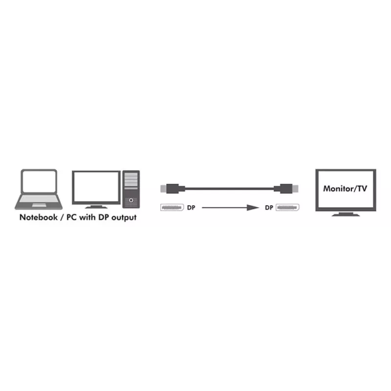 Techly ICOC DSP-A14-010NT DisplayPort-Kabel 1 m Schwarz