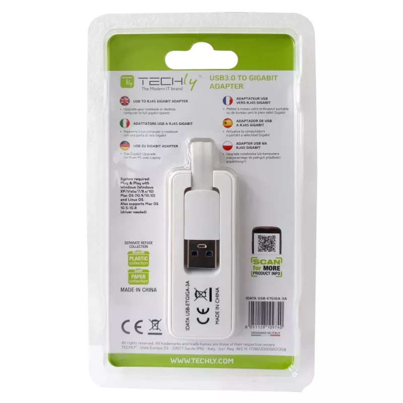 Techly IDATA USB-ETGIGA-3A USB 3.0 Gigabit-Ethernet-Netzwerkadapter