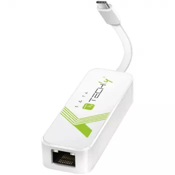 Techly USB 3.1 Type-C auf RJ45 Gigabit Ethernet Adapter, Weiß