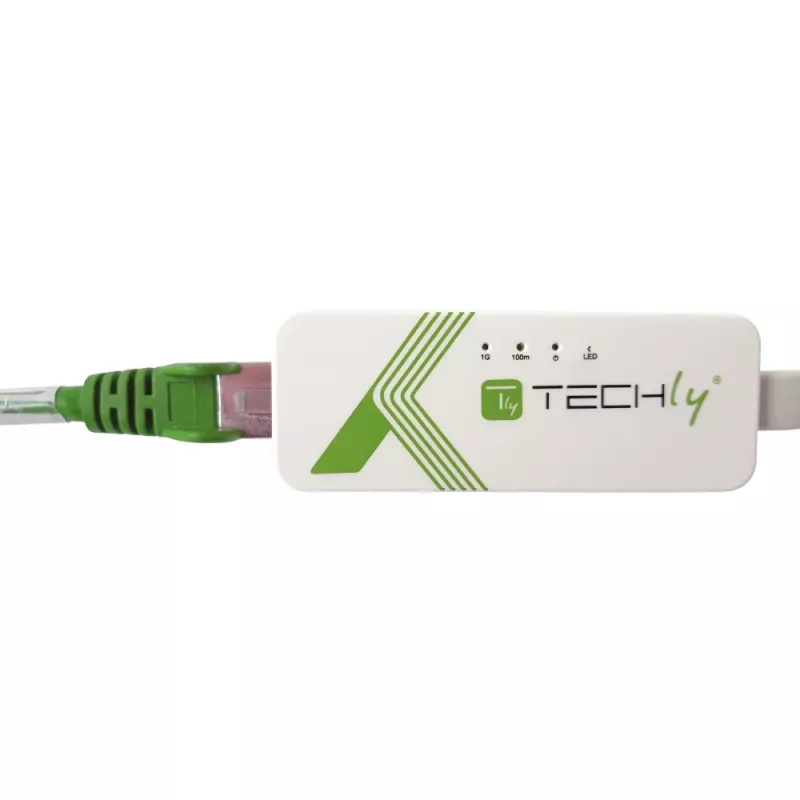Techly USB 3.1 Type-C auf RJ45 Gigabit Ethernet Adapter, Weiß