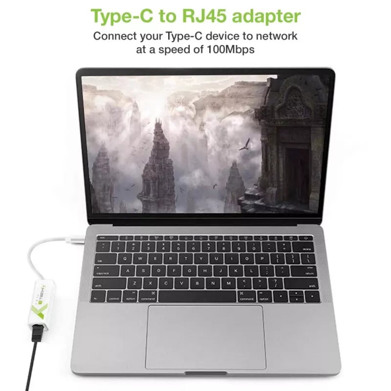 Techly USB 3.1 Type-C auf RJ45 Gigabit Ethernet Adapter, Weiß