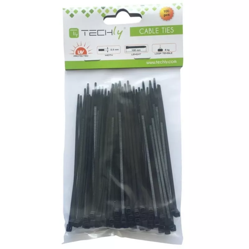 Techly ISWT-14235-BK Nylon-Kabelbinder, 142 x 3,5 mm, 100 Stück, Schwarz
