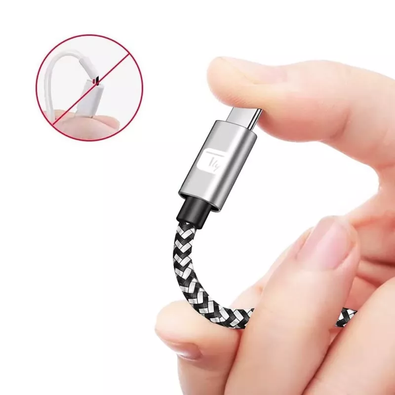 Techly Kabel USB-C Stecker 2.0 / USB-C Stecker abgewinkelt 3A 1 m Aluminium