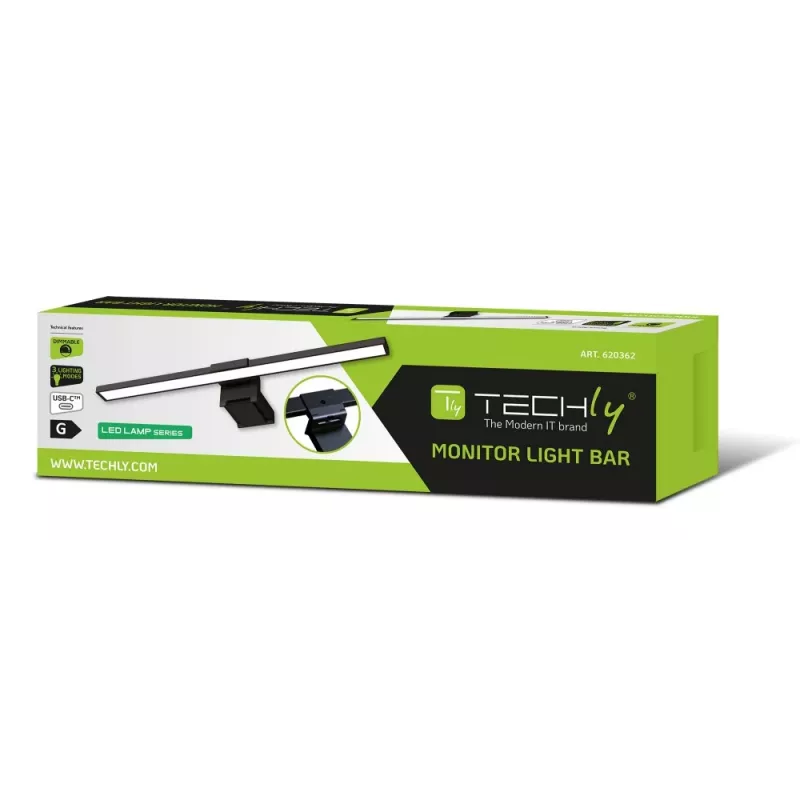 Techly I-LAMP-DSK11 Monitorleuchte Schwarz 66 250 lm