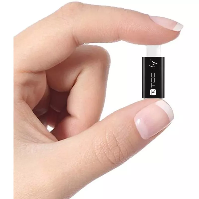 Techly IADAP USBC-MBKT Kabel-Gender-Changer Micro-USB Schwarz