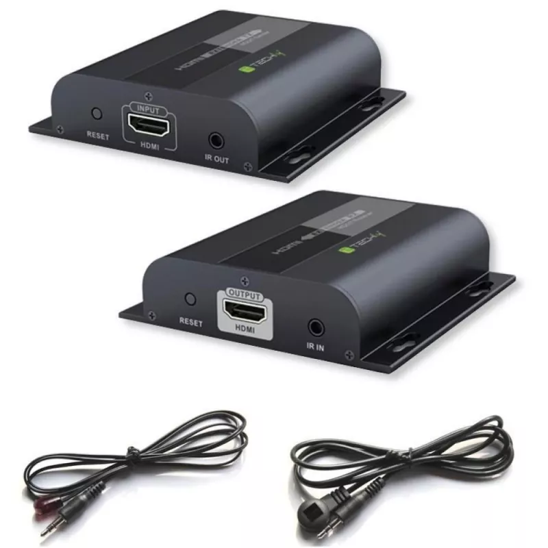 Techly Zusätzlicher HDMI HDbitT IR Extender Empfänger über 120m Cat.6-Kabel