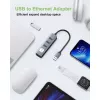 Techly IDATA USB-ETGIGA3AA Laptop-Dock/Port-Replikator Kabelgebunden USB 3.2 Gen 1 (3.1 Gen 1) Typ-A Schwarz, Silber