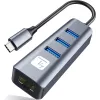 Techly IDATA USB-ETGIGA3CA Laptop-Dock/Port-Replikator kabelgebunden USB 3.2 Gen 1 (3.1 Gen 1) Typ-A + Typ-C Schwarz, Silber