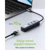 Techly IDATA USB-ETGIGA3CA Laptop-Dock/Port-Replikator kabelgebunden USB 3.2 Gen 1 (3.1 Gen 1) Typ-A + Typ-C Schwarz, Silber