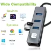 Techly IDATA USB-ETGIGA3CA Laptop-Dock/Port-Replikator kabelgebunden USB 3.2 Gen 1 (3.1 Gen 1) Typ-A + Typ-C Schwarz, Silber