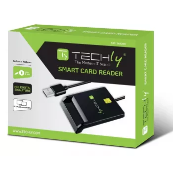 Techly I-CARD CAM-USB2TY2 Smartcard-Lesegerät Indoor USB USB Typ-A Schwarz