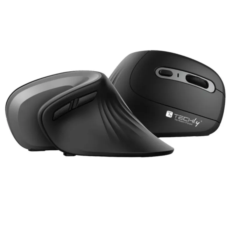 Techly IM 1100-VM-B vertikale kabellose optische Maus, 2,4 GHz RF, 3200 DPI