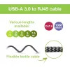 Techly ICOC-U3A-RJ45-020 USB 3.0 Typ-A auf Gigabit Ethernet Adapterkabel, 2 m, Schwarz/Silber