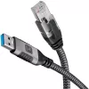 Techly ICOC-U3A-RJ45-030 USB 3.0 Typ-A auf Gigabit Ethernet Adapterkabel, 3 m, Schwarz/Silber