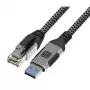 Techly ICOC-U3A-RJ45-050 USB 3.0 Type-A auf Gigabit Ethernet Adapterkabel, 5 m, Schwarz/Silber