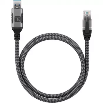 Techly ICOC-U3A-RJ45-050 USB 3.0 Type-A auf Gigabit Ethernet Adapterkabel, 5 m, Schwarz/Silber