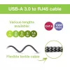 Techly ICOC-U3A-RJ45-050 USB 3.0 Type-A auf Gigabit Ethernet Adapterkabel, 5 m, Schwarz/Silber