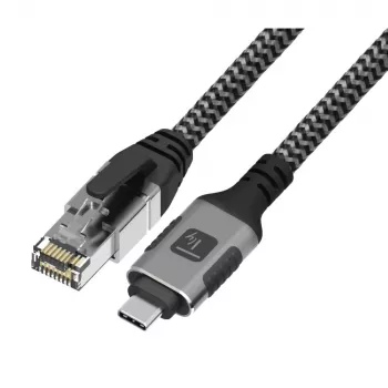 Techly ICOC U3C-RJ45-020 Netzwerkkabel Silber, Schwarz 2 m Cat6 F/UTP (FTP)