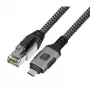 Techly ICOC-U3C-RJ45-075 USB 3.2 Typ-C auf Gigabit Ethernet Adapterkabel, 7,5 m, Schwarz/Silber