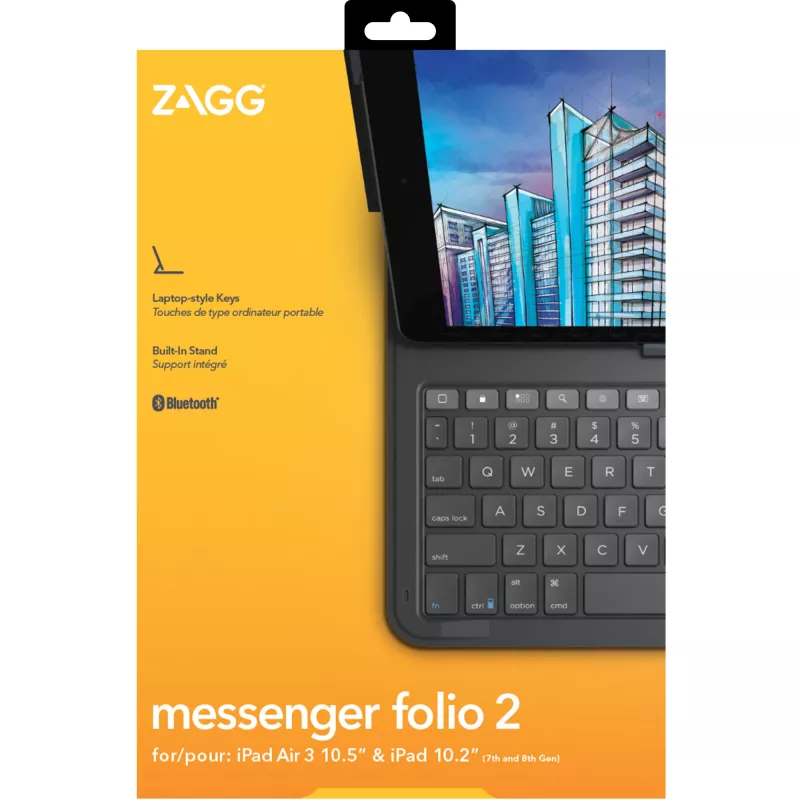 ZAGG Tastatur Messenger Folio 2-Apple-iPad 10.2/10.5-Charcoal-Nordic