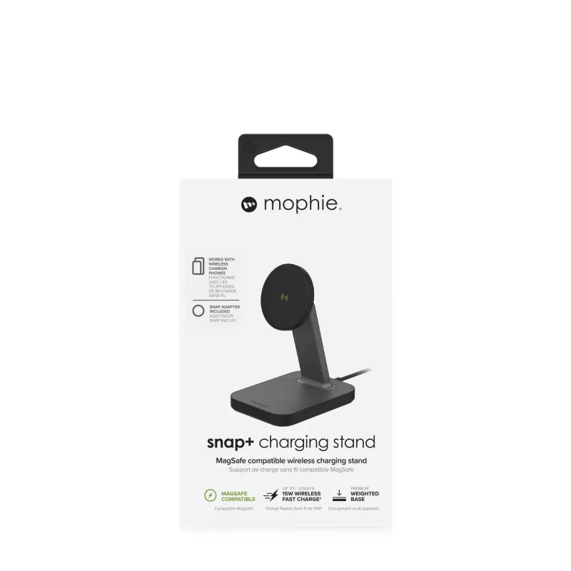 mophie UNV WRLS-snap+ stand-Schwarz-ROC-EU, Innenbereich, AC, Kabelloses Laden, Schwarz