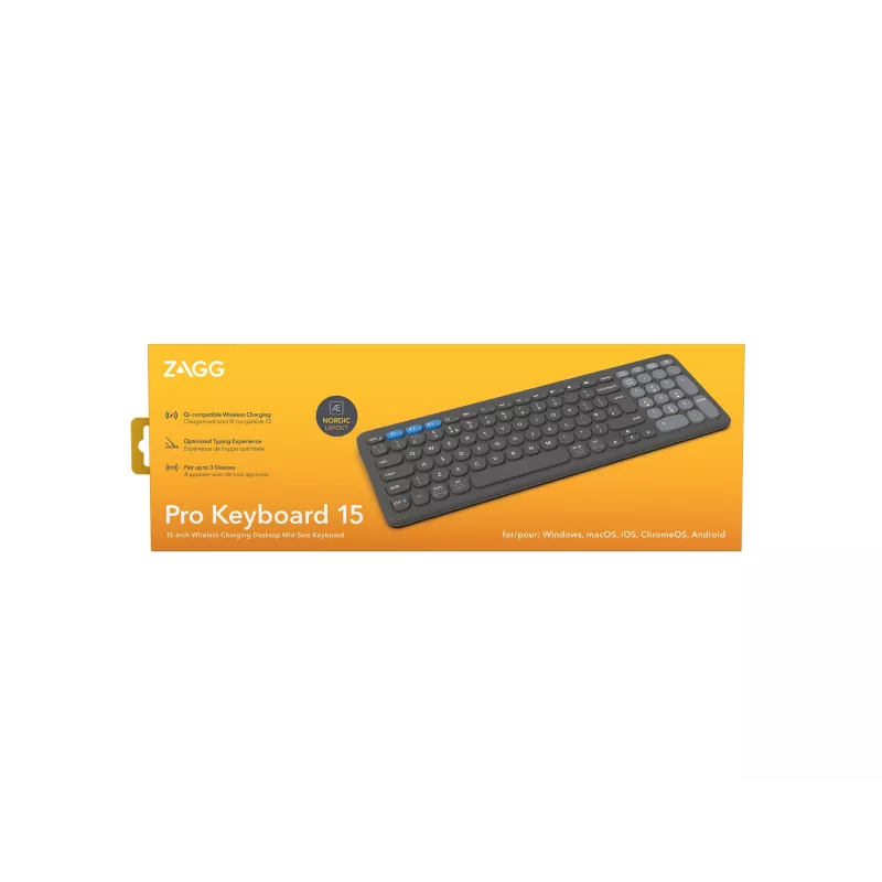 ZAGG Pro 15 Tastatur Universal Bluetooth QWERTY Nordisch Schwarz