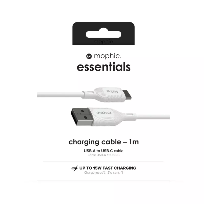 mophie essentials Ladekabel | 1M USB-Kabel USB 2.0 USB A USB C Weiß
