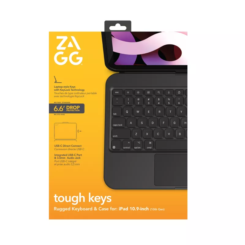 ZAGG Tough Keys-Apple-iPad 10th Gen/A16-Schwarz-Nordic(B2B Brown Box)