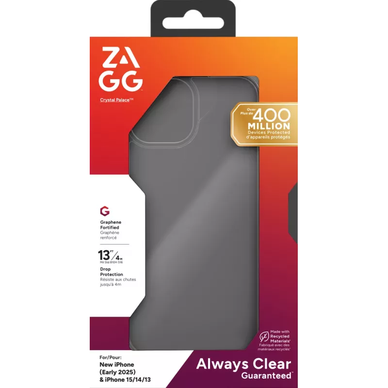 ZAGG Crystal Palace Hülle iPhone 17e/16/15/14/13 Transparent, Abdeckung, Apple, iPhone 17e/16e/15/14/13, 15,5 cm (6,1″), Transparent