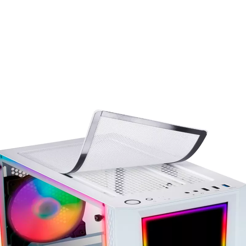 Mars Gaming MC-ART Weiß ATX Gaming-PC-Gehäuse doppelt bemaltes gehärtetes Glas ARGB 12 Modi 120-mm-Lüfter