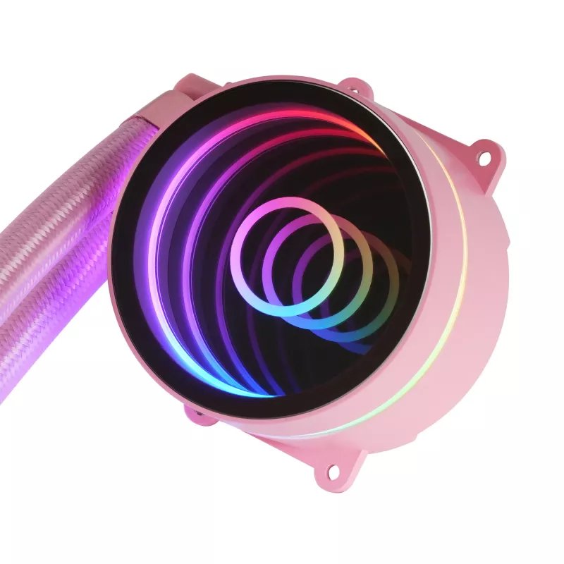 Mars Gaming ML-ONE120 Pink Flüssig-CPU-Kühler TDP 200W Infinity-Spiegel FRGB leiser Lüfter universell Multisockel