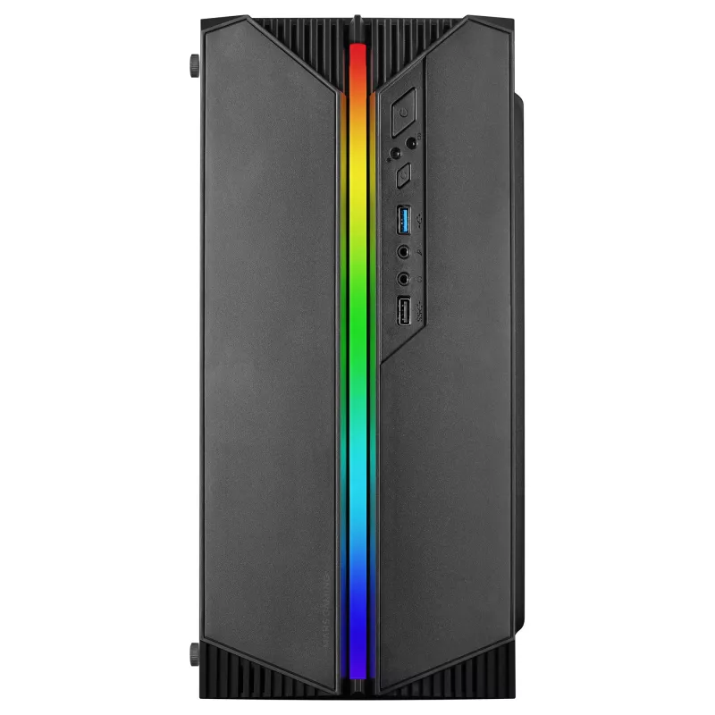 Mars Gaming MC-S1 Schwarz Kompaktes Micro-ATX Gaming-PC-Gehäuse ARGB-Beleuchtung 12 Modi FRGB-Lüfter Komplettes Seitenfenster
