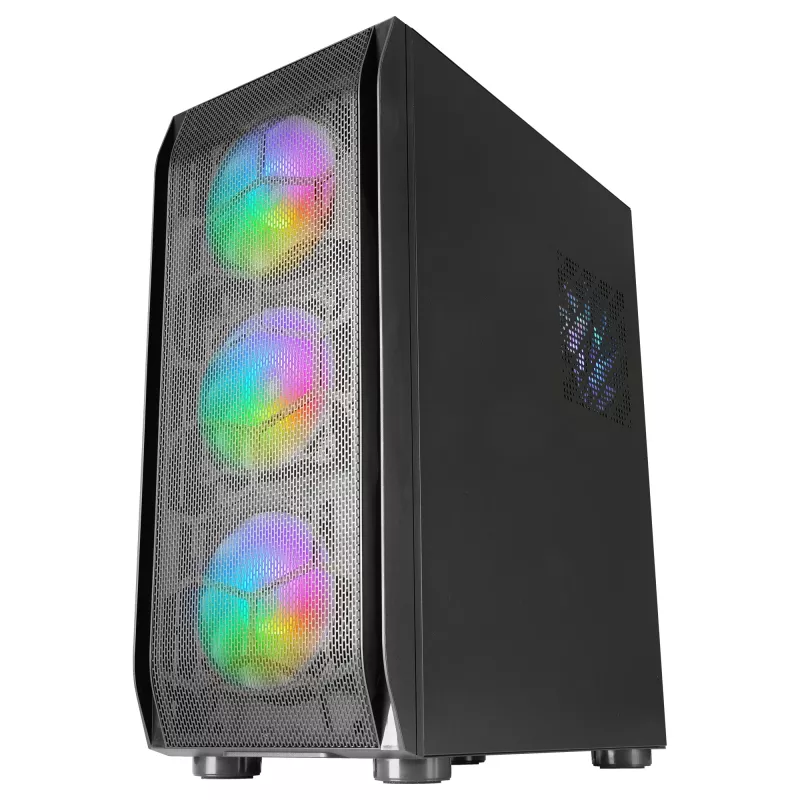 Mars Gaming MC-KX Schwarz Premium E-ATX Gaming Tower FREEZER CPU-System 5 ultraleise ARGB-Lüfter ARGB-Steuergerät und RF-Steuergerät Mesh-Front