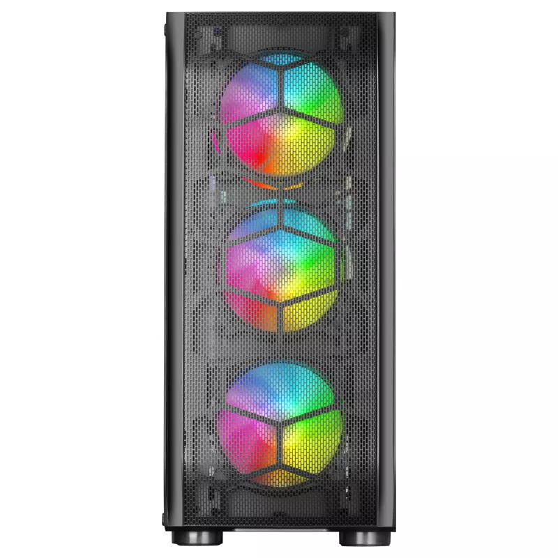 Mars Gaming MC-KX Schwarz Premium E-ATX Gaming Tower FREEZER CPU-System 5 ultraleise ARGB-Lüfter ARGB-Steuergerät und RF-Steuergerät Mesh-Front