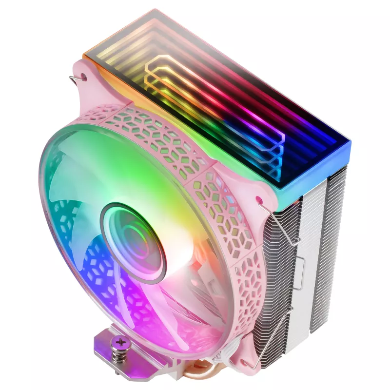 Mars Gaming MCPU-VR Pink CPU-Kühler Dual Infinity Mirror ARGB 4 HCT-Heatpipes 180W TDP Ultra-leiser PWM 12cm Lüfter