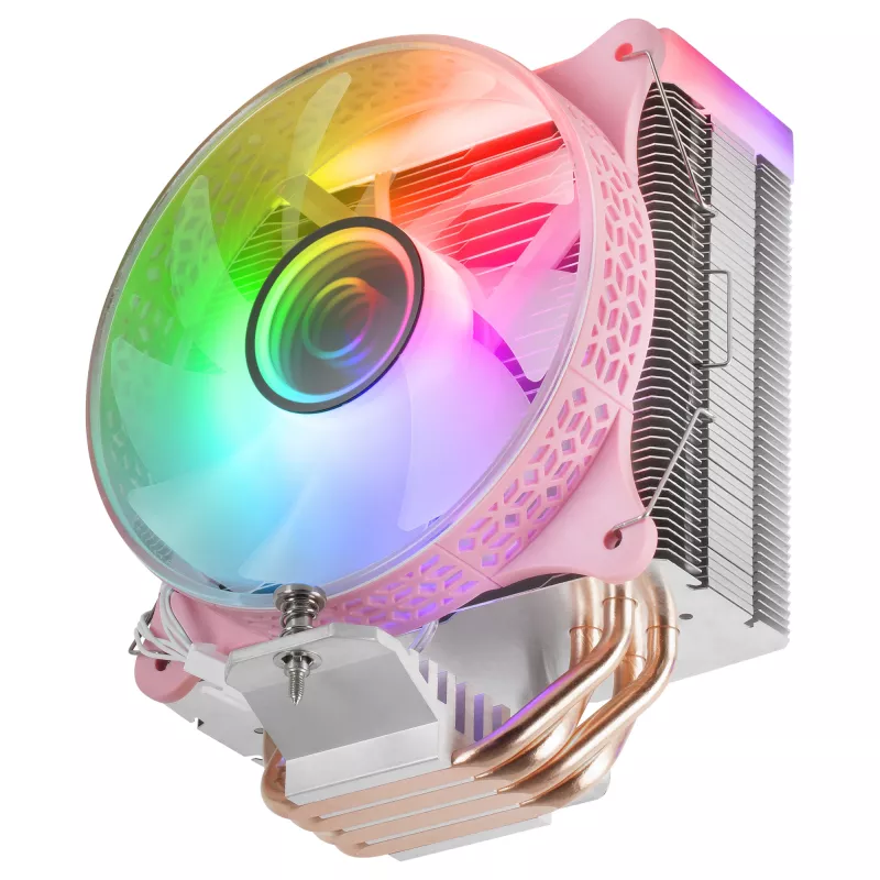 Mars Gaming MCPU-VR Pink CPU-Kühler Dual Infinity Mirror ARGB 4 HCT-Heatpipes 180W TDP Ultra-leiser PWM 12cm Lüfter