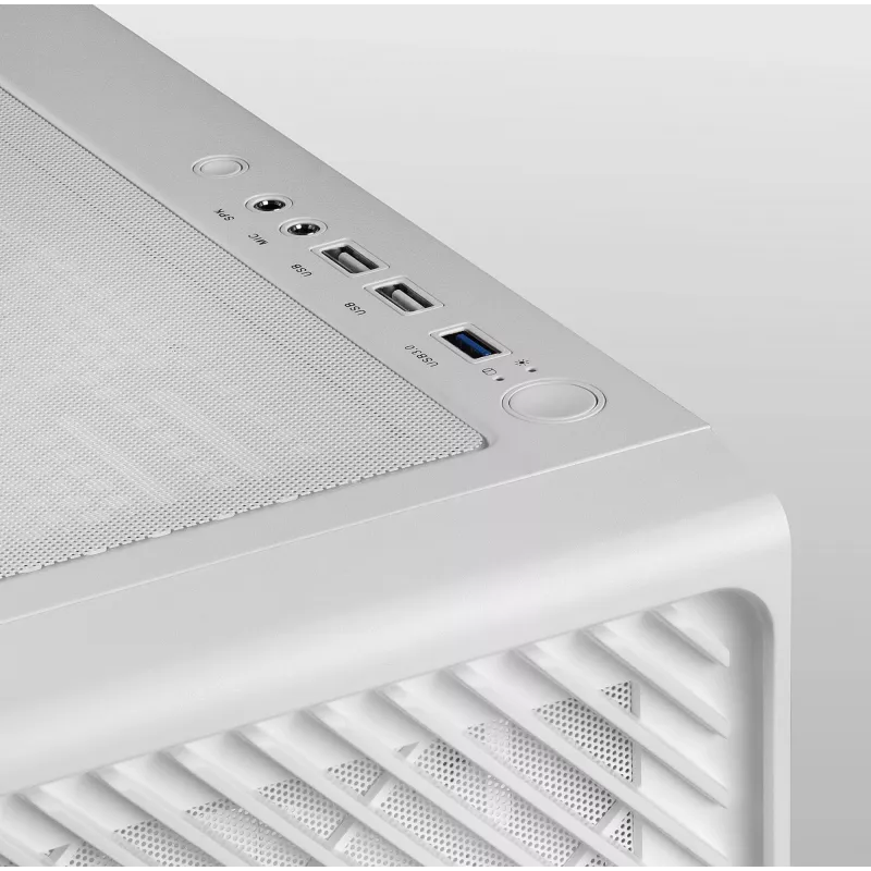 Mars Gaming MC-F White, ATX Gaming Semitower, Fenster aus Temperglas, Metall-Mesh-Front, 4x 120mm ARGB-Lüfter
