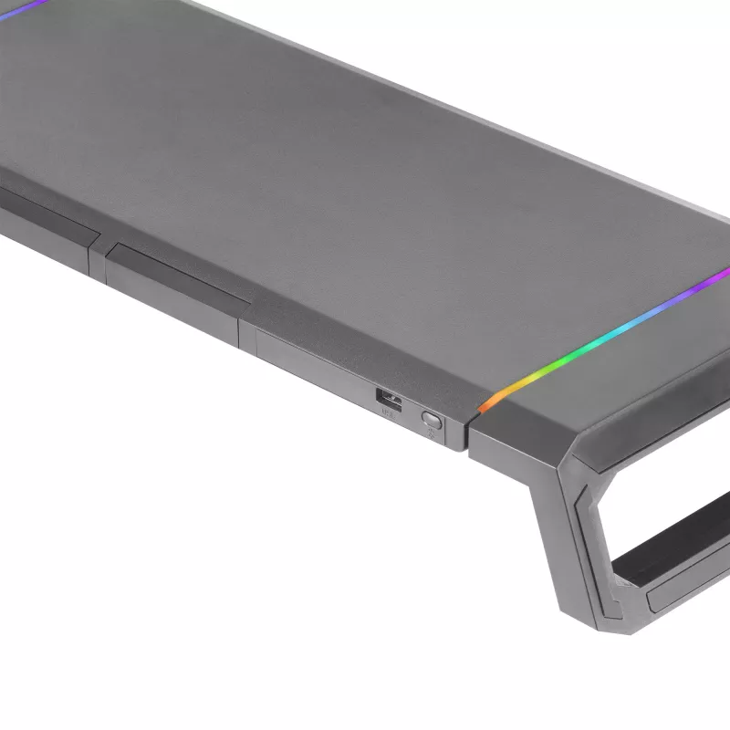 Mars Gaming MGS-ONE Schwarz Chroma RGB Monitorständer verstellbare Größe Smartphone- und Tablet-Halterung Front-USB 2.0