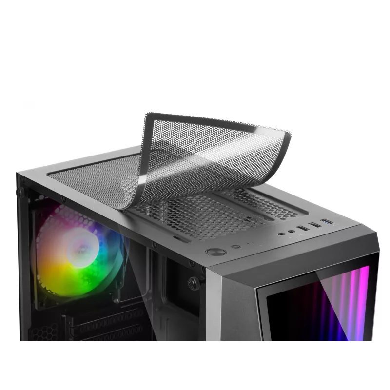 Mars Gaming MC777, ATX Computergehäuse, ARGB-Beleuchtung, Schwarz, PC, Schwarz, ATX, micro ATX, Mini-ITX, Blau, Grün, Rot, 15.8 cm, 31.8 cm