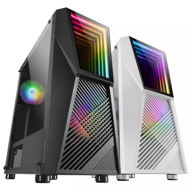 Mars Gaming MC777, ATX Computergehäuse, ARGB-Beleuchtung, Schwarz, PC, Schwarz, ATX, micro ATX, Mini-ITX, Blau, Grün, Rot, 15.8 cm, 31.8 cm