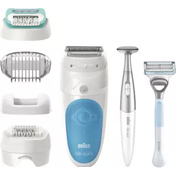 Braun Silk-épil 5 810 + Gillette Venus Trimmer 28 Pinzetten Blau, Weiß