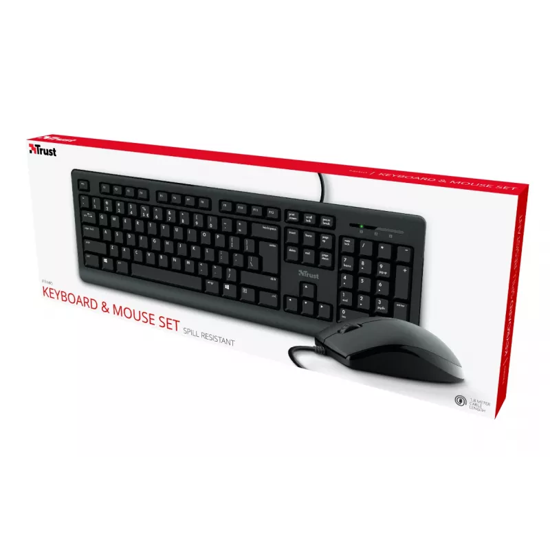 Trust Primo Tastatur Maus enthalten Universal USB AZERTY Belgisch Schwarz