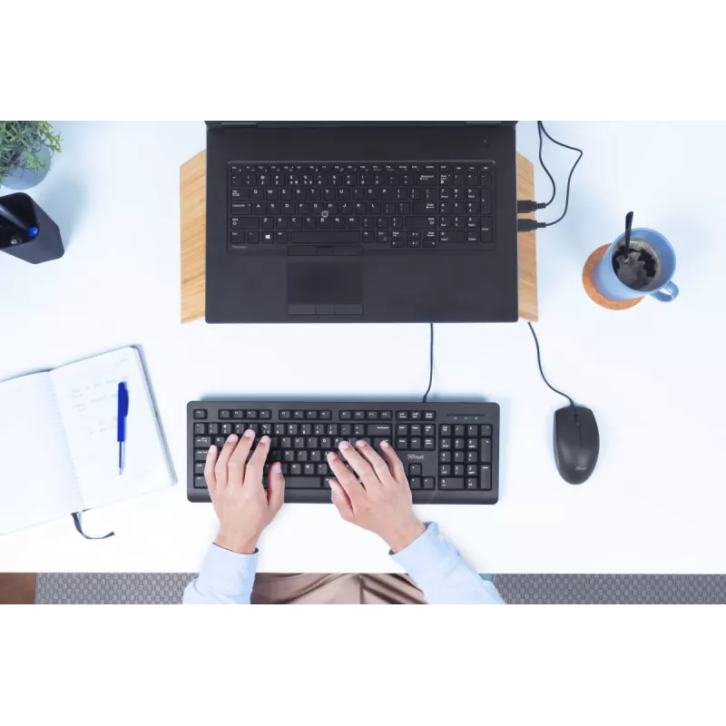 Trust Primo Tastatur Maus enthalten Universal USB AZERTY Belgisch Schwarz