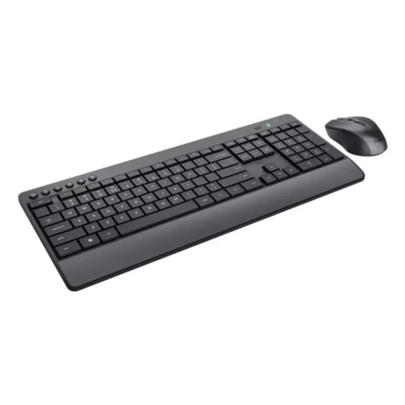 Trust TKM-450 Comfort Wireless Tastatur-Maus-Set, Full-Size (100%), Kabellos, RF Wireless, QWERTY, Schwarz, Maus inklusive