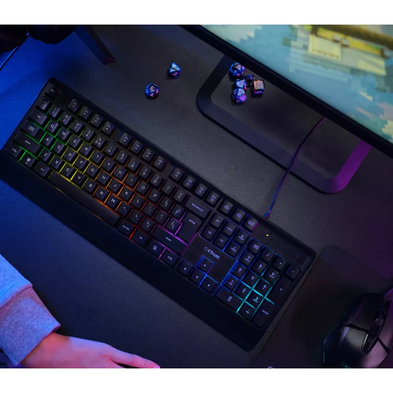 Trust GXT 792 Quadrox Tastatur Maus enthalten Gaming USB QWERTY Belgisch Schwarz