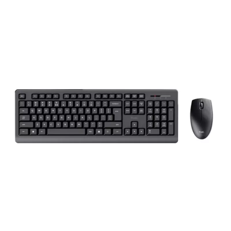 Funk-Tastatur- und Maus-Set TRUST Primo – Full-Size-QWERTY-Membrantastatur, RF Wireless, Schwarz, inklusive Maus