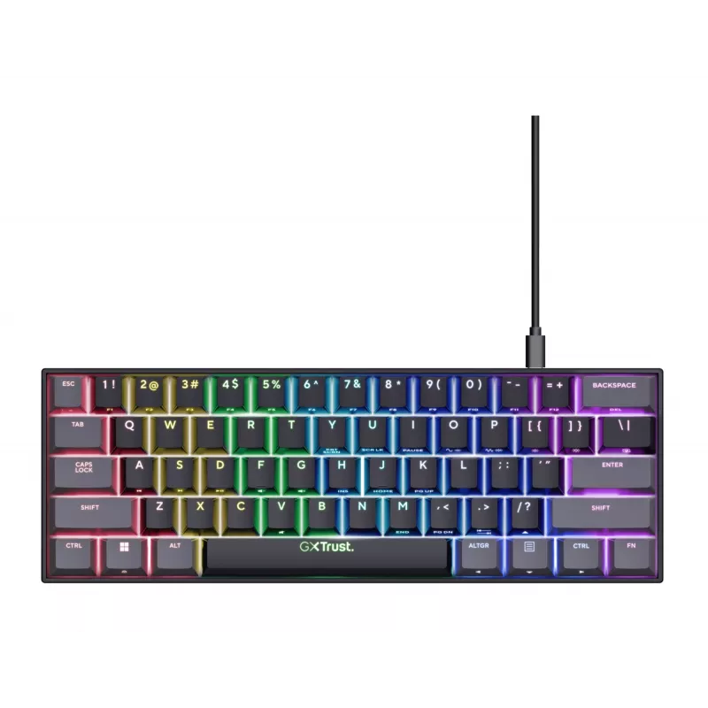 Trust GXT 867 Acira Tastatur Gaming USB AZERTY Belgisch Schwarz, Grau