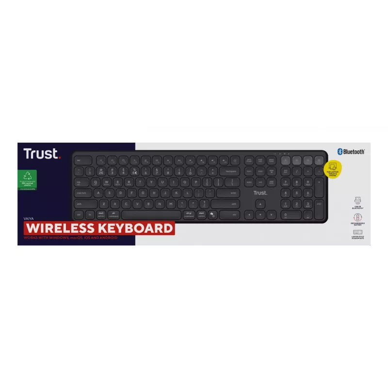 Trust Vaiya Tastatur Universal USB + RF Wireless + Bluetooth AZERTY Belgisch Schwarz