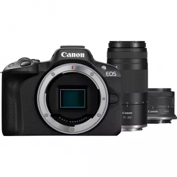 Canon EOS R50 Systemkamera-Kit mit RF-S 18-45mm und RF 75-300mm Objektiven
